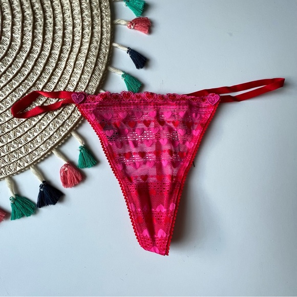 Victoria's Secret Stretch Cotton V-String Panty Pink Fever Medium NEW - Picture 7 of 7
